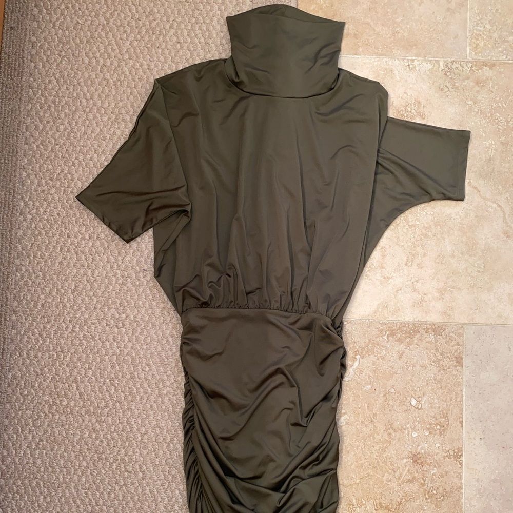 Olive green ruched dress size medium never worn